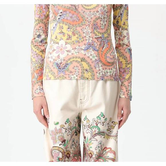 NEW ETRO paisley-print long-sleeve top in pink - Picture 1 of 5
